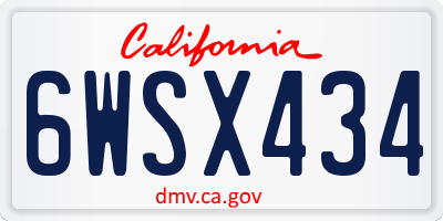 CA license plate 6WSX434