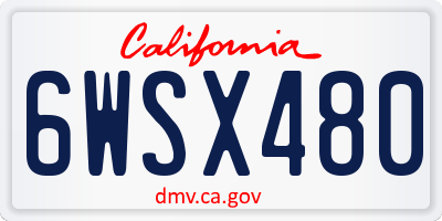 CA license plate 6WSX480