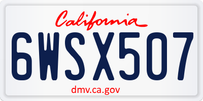 CA license plate 6WSX507