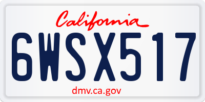 CA license plate 6WSX517