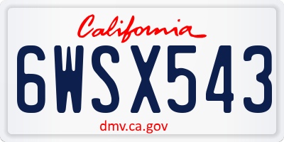 CA license plate 6WSX543
