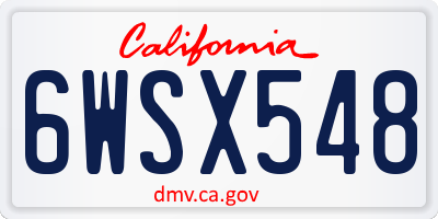 CA license plate 6WSX548