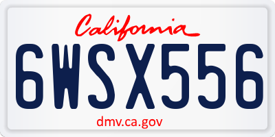 CA license plate 6WSX556