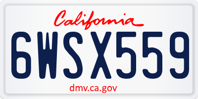 CA license plate 6WSX559