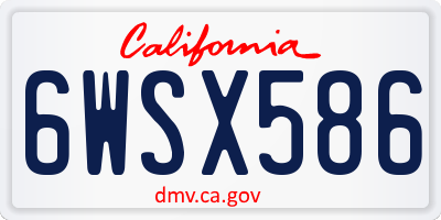 CA license plate 6WSX586