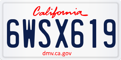CA license plate 6WSX619