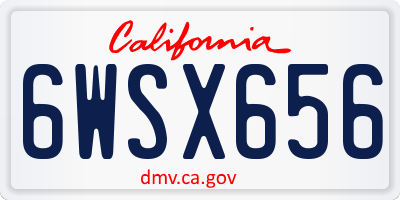 CA license plate 6WSX656