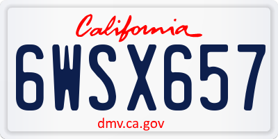CA license plate 6WSX657
