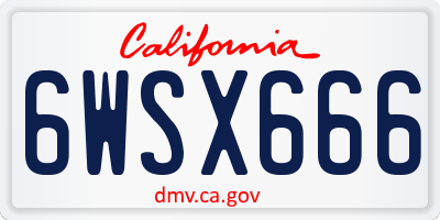 CA license plate 6WSX666