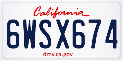 CA license plate 6WSX674