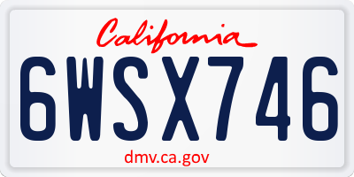 CA license plate 6WSX746