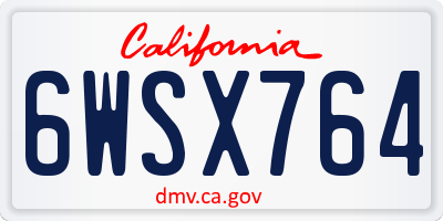 CA license plate 6WSX764