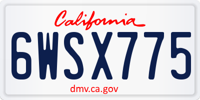CA license plate 6WSX775