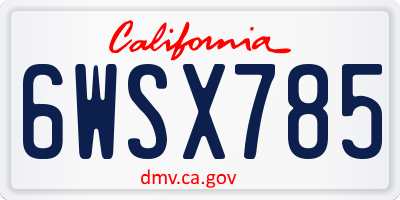 CA license plate 6WSX785