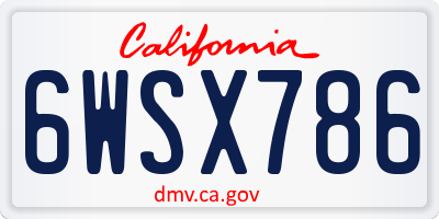 CA license plate 6WSX786