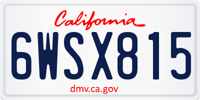 CA license plate 6WSX815