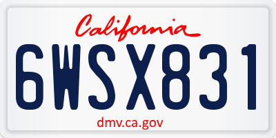 CA license plate 6WSX831