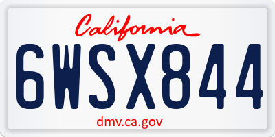 CA license plate 6WSX844