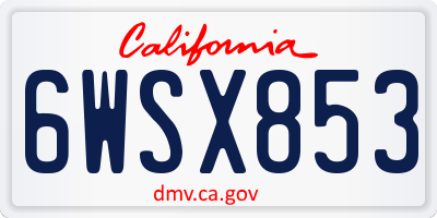 CA license plate 6WSX853
