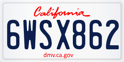 CA license plate 6WSX862