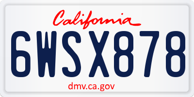 CA license plate 6WSX878