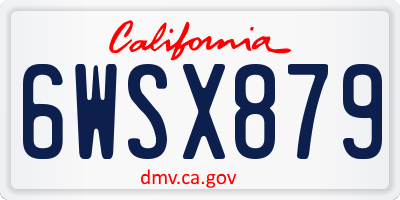 CA license plate 6WSX879