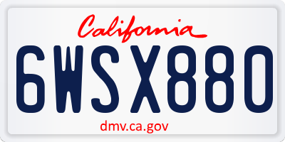 CA license plate 6WSX880