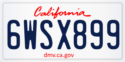 CA license plate 6WSX899