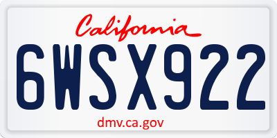 CA license plate 6WSX922