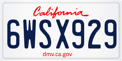 CA license plate 6WSX929
