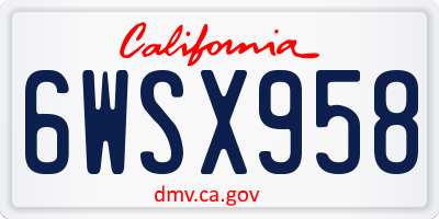 CA license plate 6WSX958