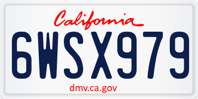 CA license plate 6WSX979
