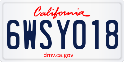 CA license plate 6WSY018