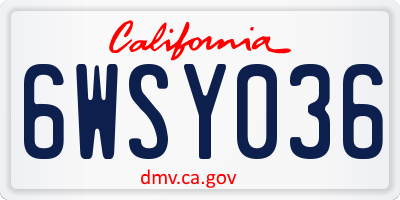 CA license plate 6WSY036