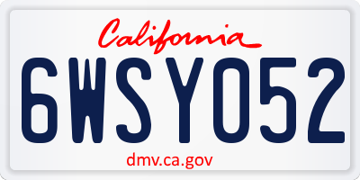 CA license plate 6WSY052