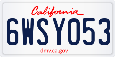 CA license plate 6WSY053