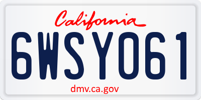 CA license plate 6WSY061