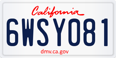 CA license plate 6WSY081