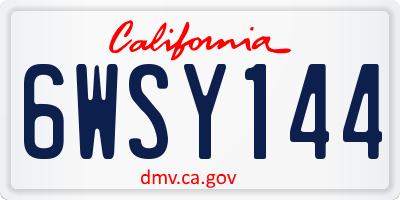 CA license plate 6WSY144