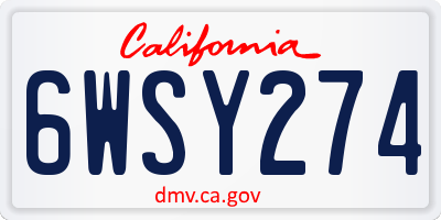 CA license plate 6WSY274