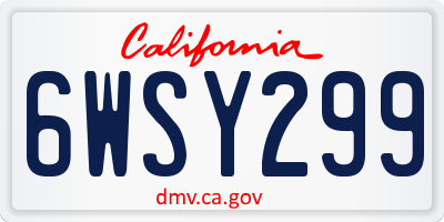 CA license plate 6WSY299