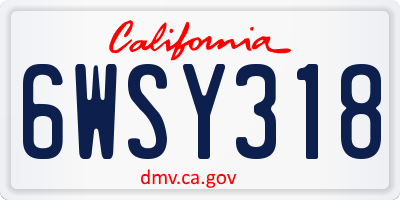 CA license plate 6WSY318