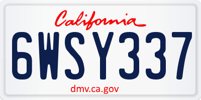CA license plate 6WSY337