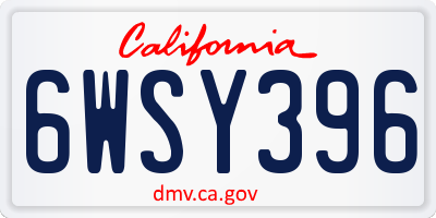 CA license plate 6WSY396