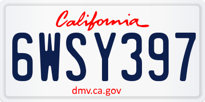 CA license plate 6WSY397