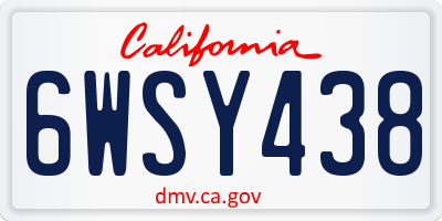 CA license plate 6WSY438