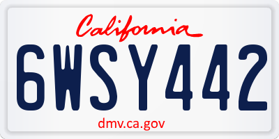 CA license plate 6WSY442