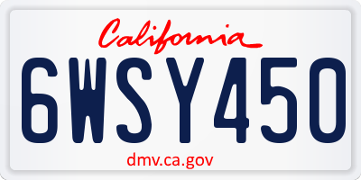 CA license plate 6WSY450