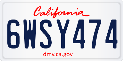 CA license plate 6WSY474