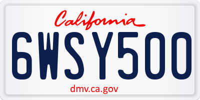 CA license plate 6WSY500